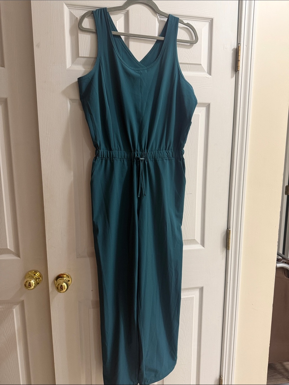Mondetta Teal Sleeveless Maxi Jumpsuit with Drawstring Waist